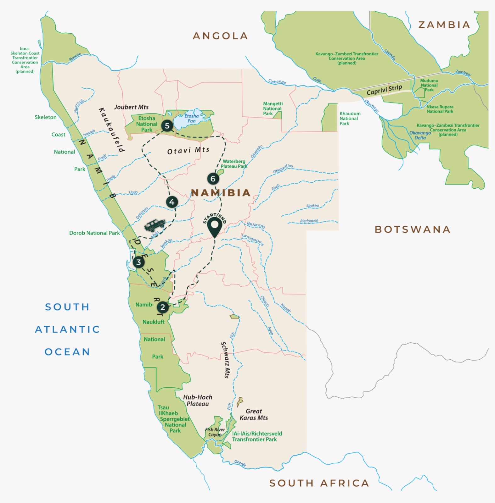 Route map for Wilderness Camping Desert Loop